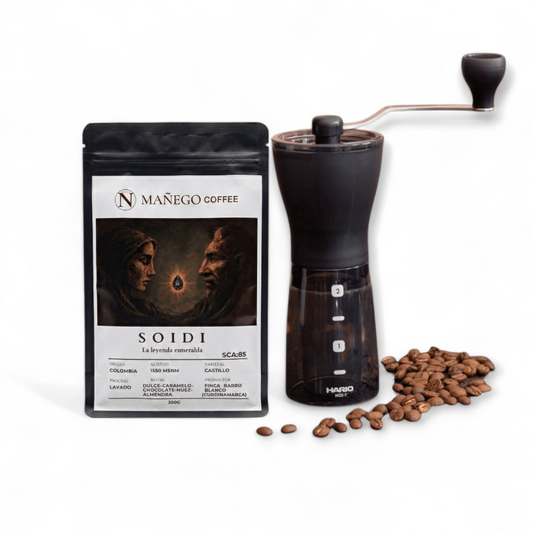 Kit Dulzura Pura: Molinillo Hario + Soidi (250g) - Mañego Coffee